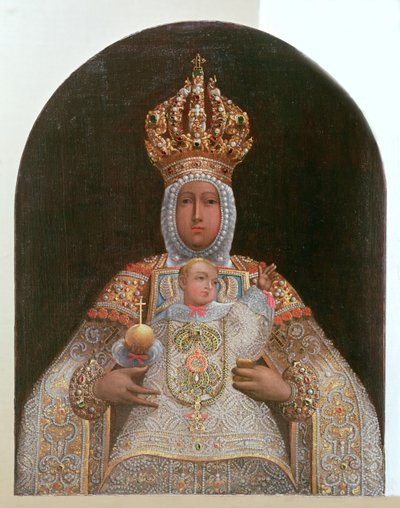 Madonna en kind, School van Cusco door Unbekannt Unbekannt
